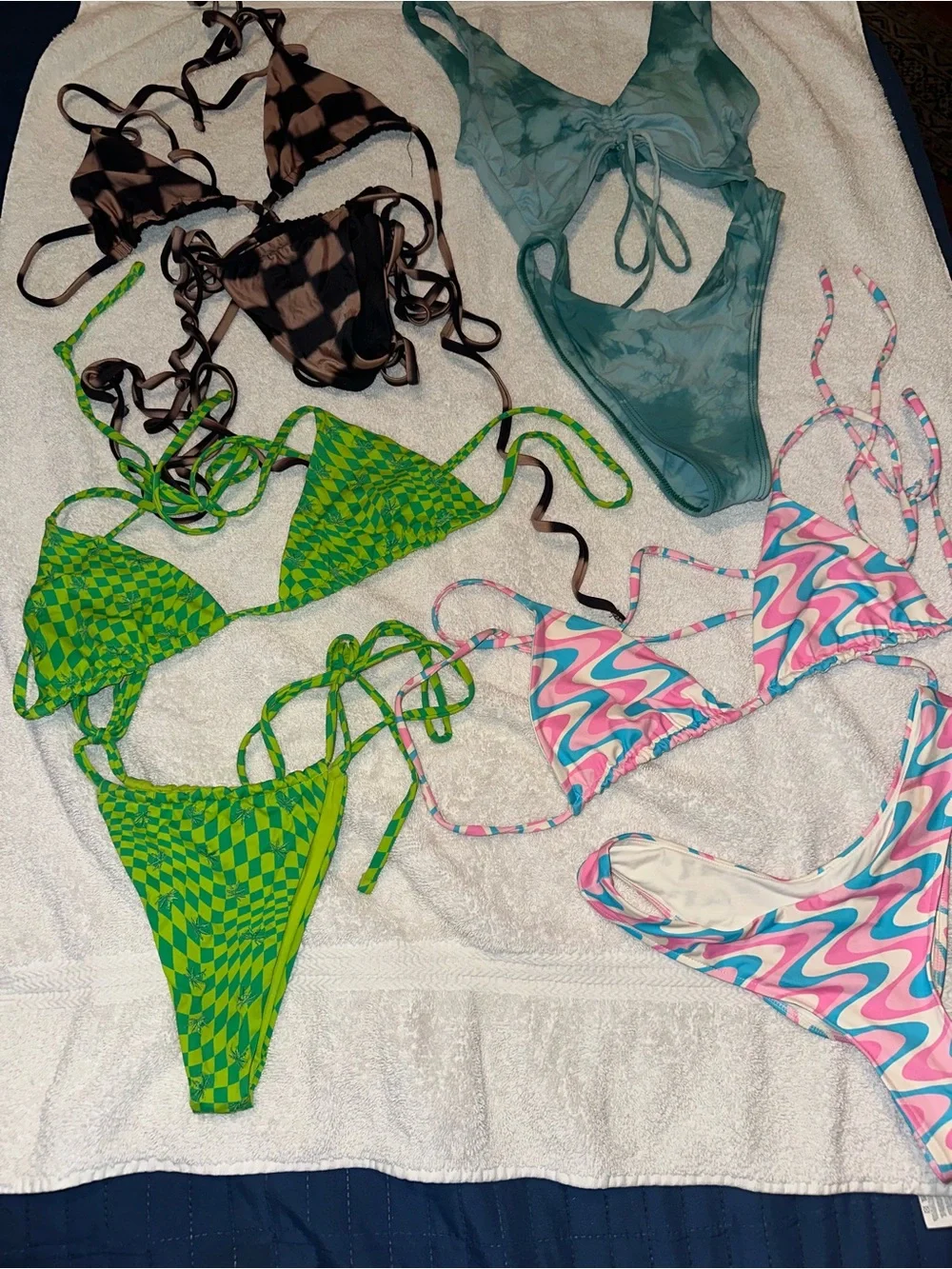 Frankie's Bikinis Multi-Color Mixed Swim Set — Green, Pink, Blue, Brown